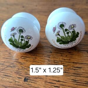 Vintage Knobs Portmeirion Botanic Garden Crysthanthemum Ceramic Drawer Pair